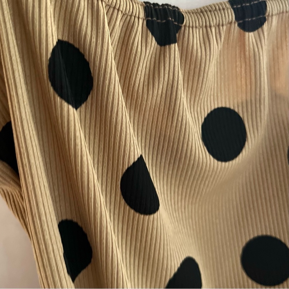 Nasty Gal Bodysuit Tan Polka Dot Ribbed Knit Sleeveless 2 - Picture 6 of 12